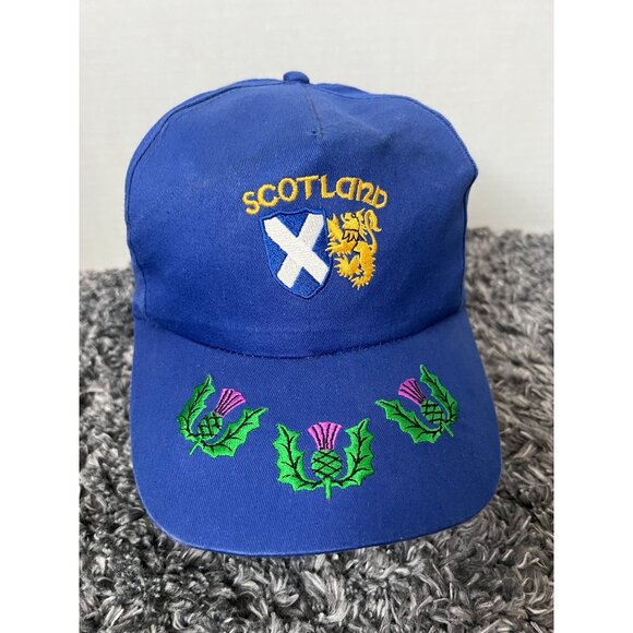 Vintage Scotland Scotch Thistle Embroidered Flag Adjustable Hat W3 - Picture 1 of 3